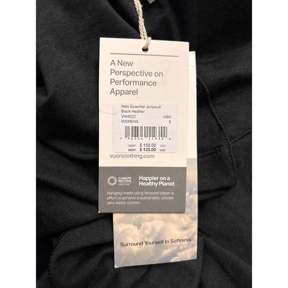 Vuori Women’s Halo Essential Jumpsuit Color Black Heather Sz Small New $128 - Picture 2 of 2